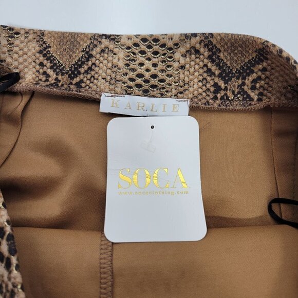 NWT Karlie Women's Snake Print Gold, Metallic, Shimmer Envelope Skort Size Small - Picture 10 of 13